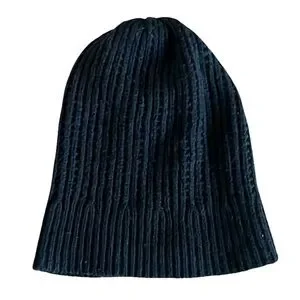 All Saints Black Knit Beanie.NWT AllSaints Mens Merino Ribbed Beanie, Ribbed Hat with Logo  main image 2